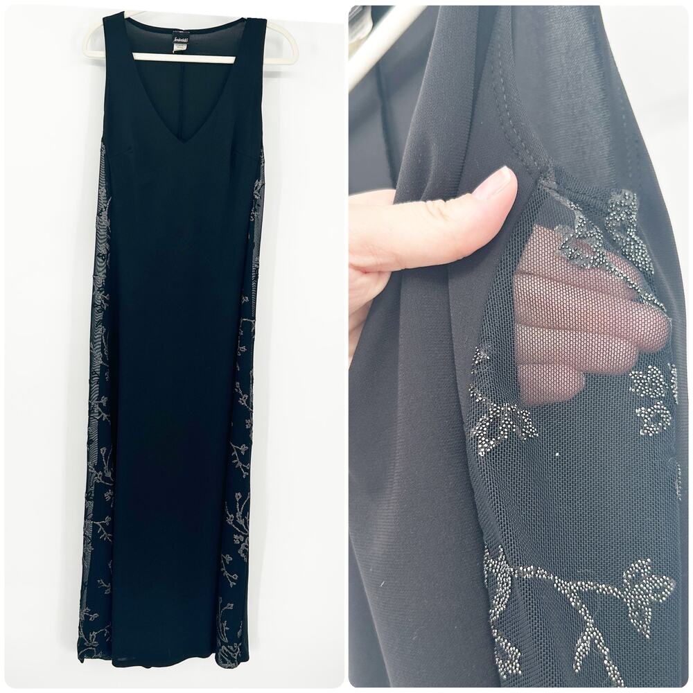 Fredericks of Hollywood Womens VTG Whimsigoth Dark Mesh Sleeveless‎ Maxi Dress 8